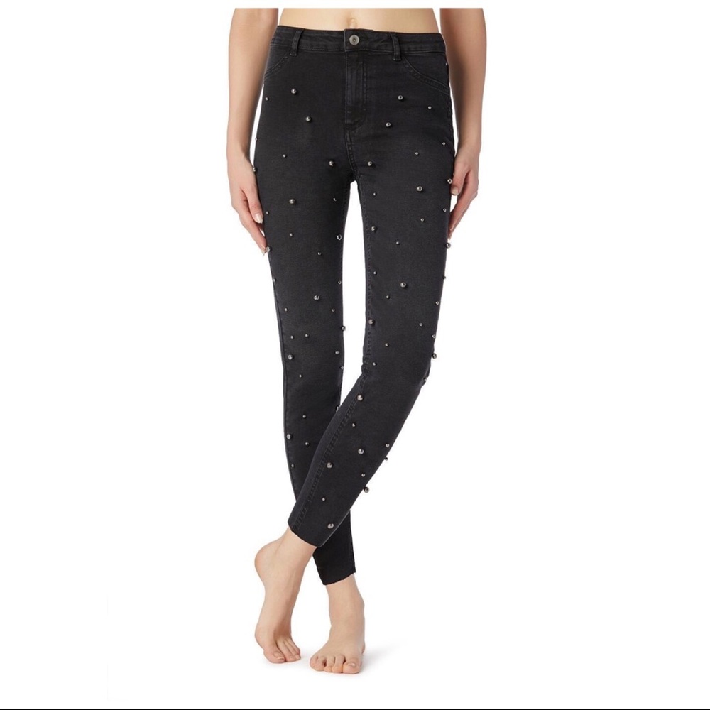 CALZEDONIA JEANS WITH ALL-OVER STUD DETAIL